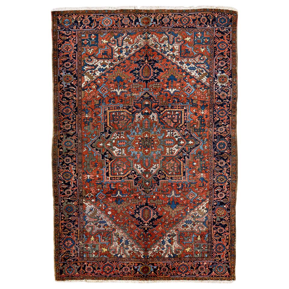 Antique Persian Heriz Rug, Rust Colored, No Medallion, Wool, 1915 For ...