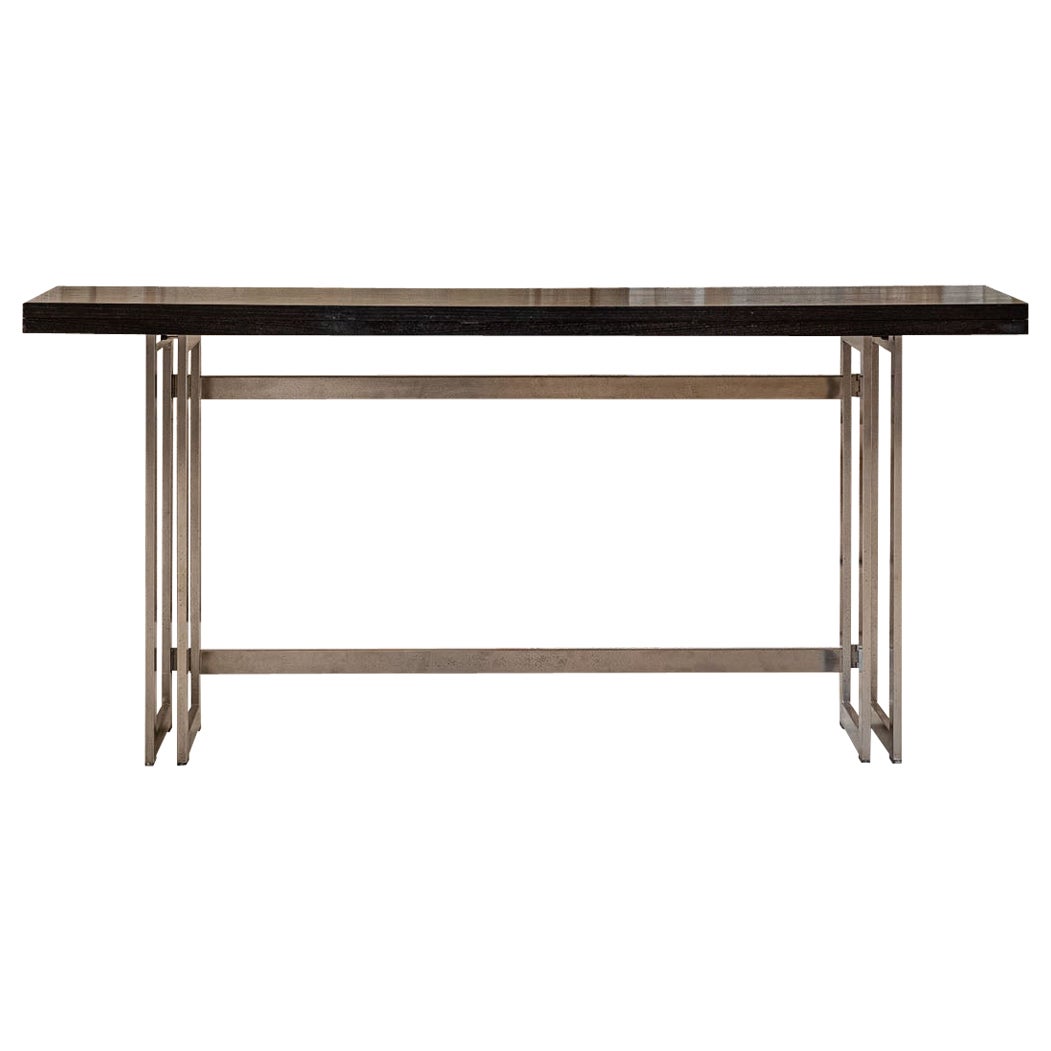 Wood and Chrome Consolle Table