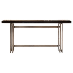 Used Wood and Chrome Consolle Table