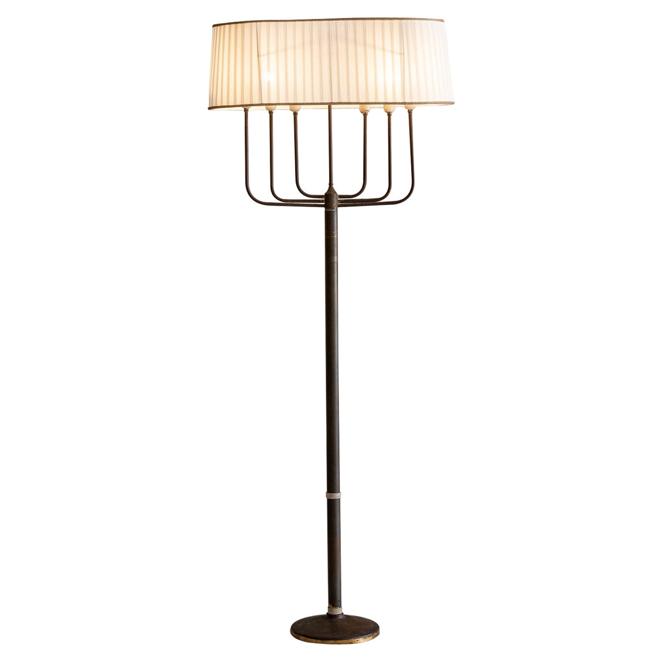 Mid Century Floor Lamp with Candelabra Arms from the '40s For Sale