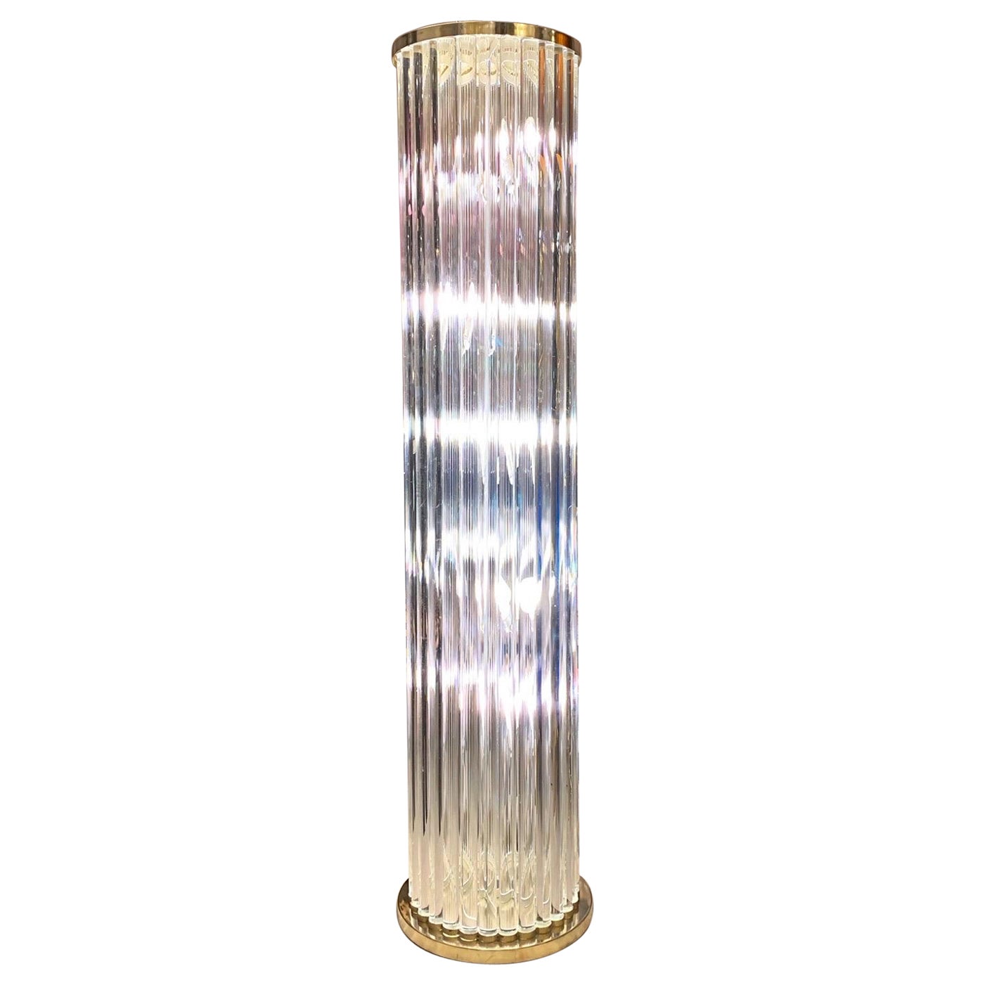 Murano Floor Lamp with Clear Glass Rods, Column Shape, 1980s For Sale