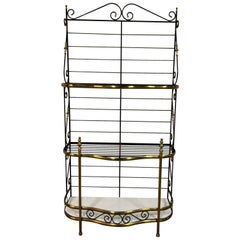 Vintage Wrought Iron & Brass French Baker's Rack