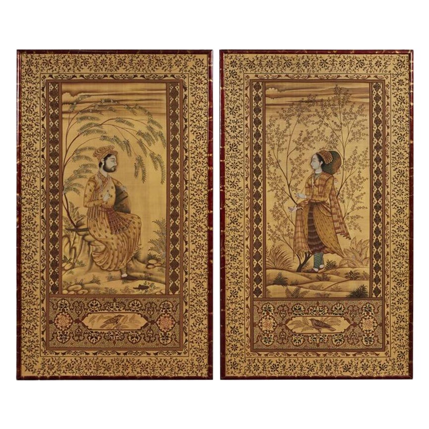 Pair of Mughal Style Portait Panels