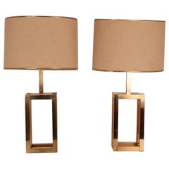 Large Midcentury Pair of Table Lamps by Willy Rizzo for Lumica, Spain, 1970s