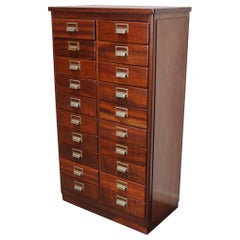 Used Dutch Industrial Mahogany Apothecary Cabinet, Mid-20th Century