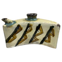 Antique Japanese Okinawa Ceramic Showa Period Awamori Sake Pottery Dachibin Hip Flask