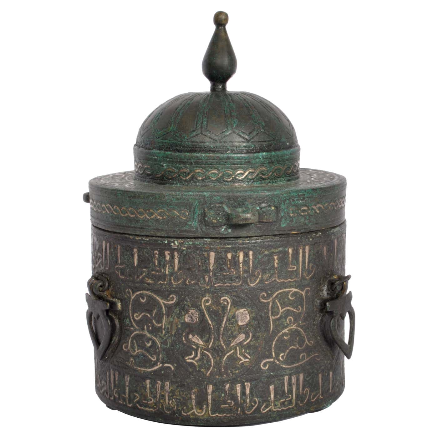 Ancient Islamic Persian Khurasan Silver Inlaid Bronze Caligraphy ...