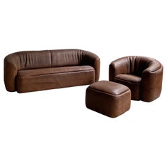 Sofa-Sessel-Set aus rustikalem Büffelfell