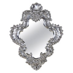 19th Century Silvered Venetian Wall Mirror, Italy, circa 1890