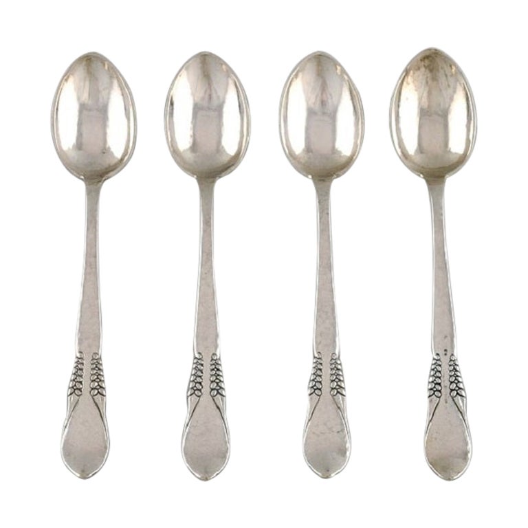 Halgreen, Danish Silversmith, Four Coffee Spoons in Silver For Sale