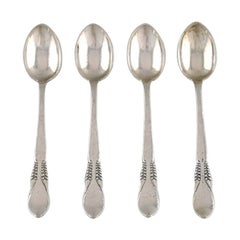 Halgreen, Danish Silversmith, Four Coffee Spoons in Silver