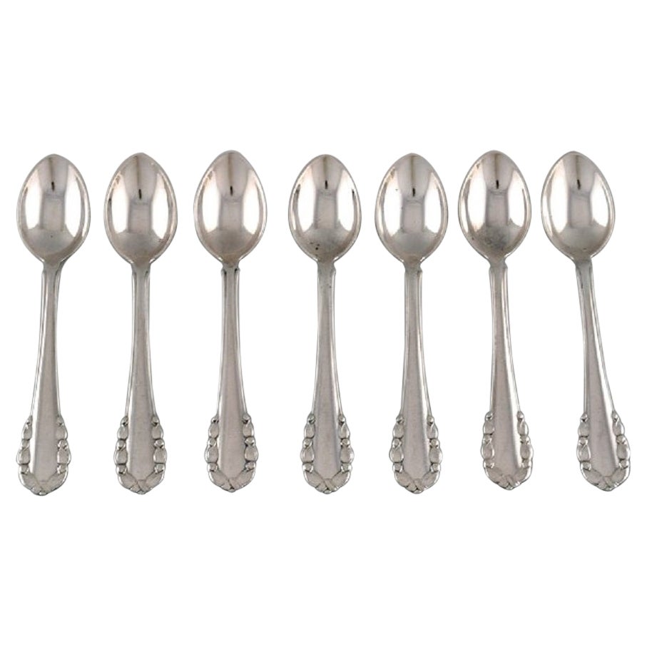Seven Georg Jensen Lily of the Valley Coffee Spoons in Sterling Silver For Sale