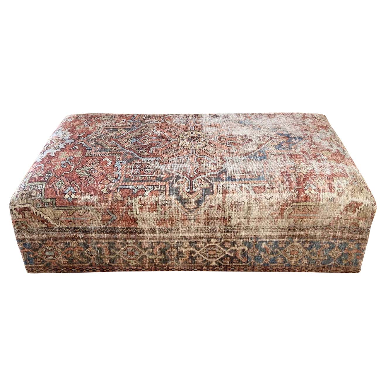Custom Made Cube Style Rug Cocktail Ottoman For Sale at 1stDibs