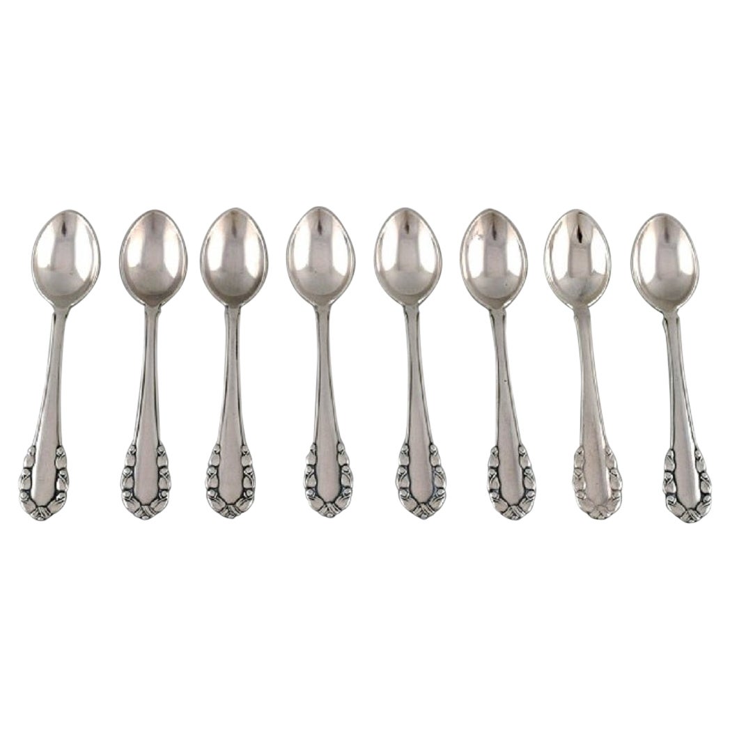 Eight Georg Jensen Lily of the Valley Coffee Spoons in Sterling Silver For Sale