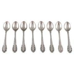 Eight Georg Jensen Lily of the Valley Coffee Spoons in Sterling Silver