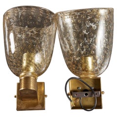 Vintage Pair of Barovier Y Toso Beaded Glass Sconces