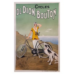 Original Antique French Cycle Bike Poster "De Dion Bouton" 1925 Art Deco