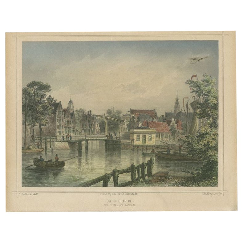 Antique Print of the Harbour of Hoorn by Terwen, 1858 For Sale