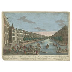 Antiker Druck der „Herengracht“ in Amsterdam, Niederlande, um 1760