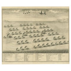 Antique Print of the Hongi or Coracora Fleet by Valentijn, 1726