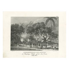 Antique Print of the Hut of King Tahofa by Brodtmann, c.1836