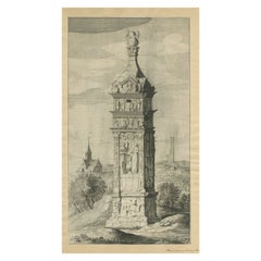 Antique Print of the Igel Column and Church, c.1650