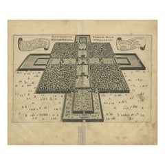Stampa antica originale del Palazzo Imperiale di Pechino, Cina, 1668
