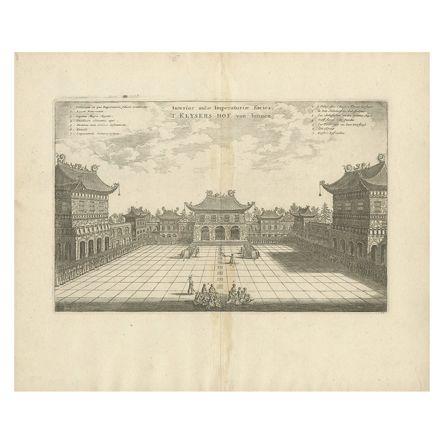 Antique Print of the Imperial Palace in Peking by Nieuhof, 1668 For Sale