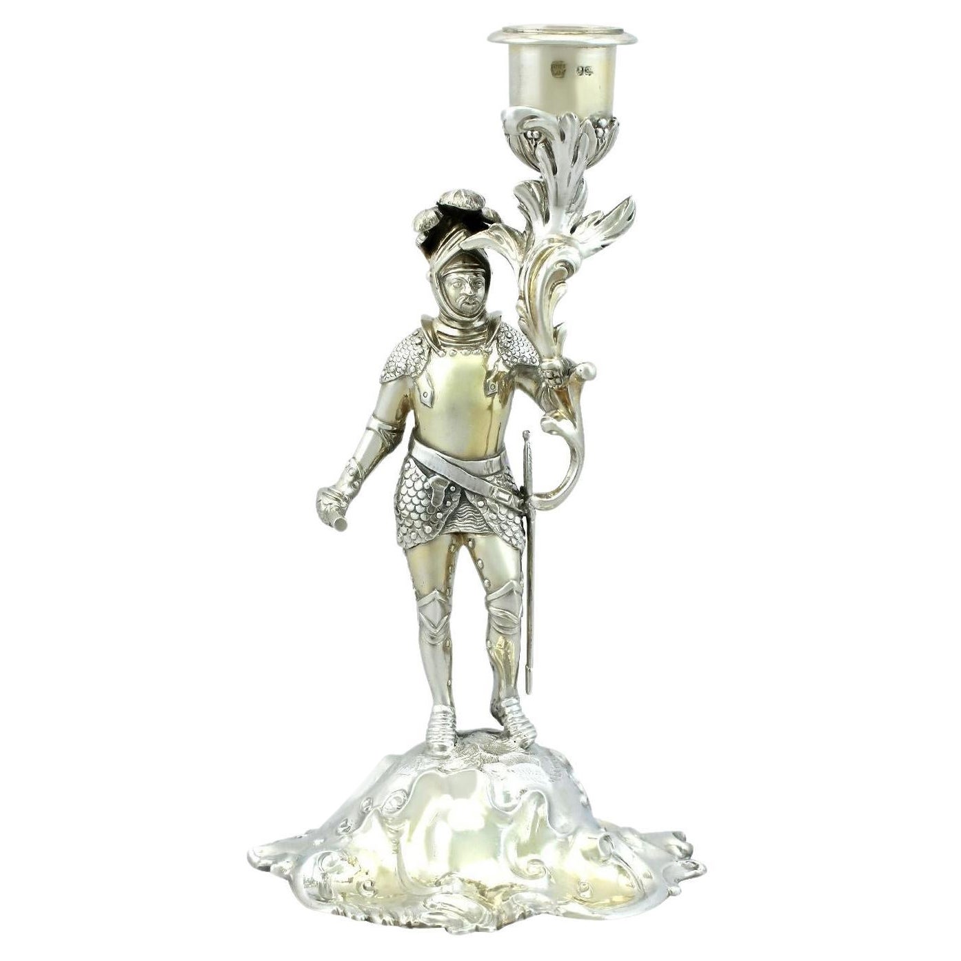 Viktorianische Sterling Silber vergoldet Figural Kerzenhalter im Angebot