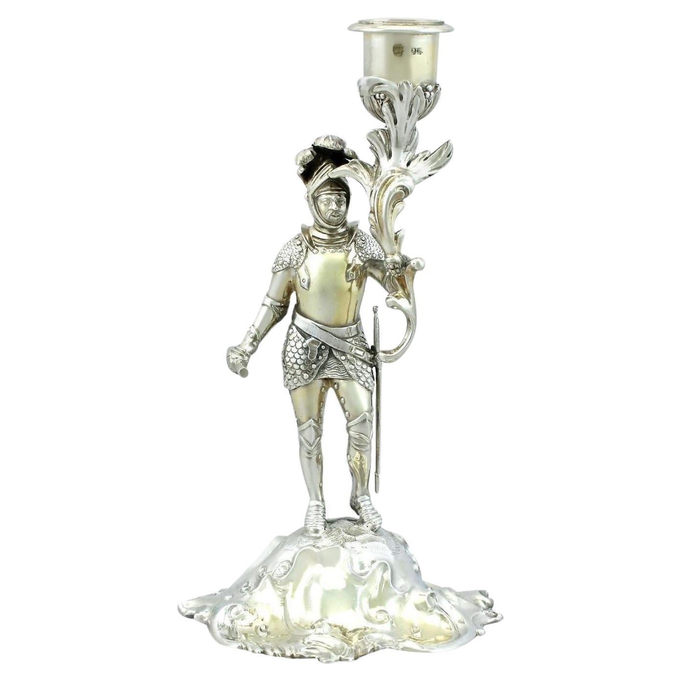 Bougeoir de style victorien en argent sterling et en vermeil
