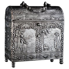 Antique Dutch Silver Tea Caddy in the Shape of a Chest Box