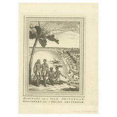 Antique Print of the Inhabitants of Amsterdam Island by Van Schley, 1759