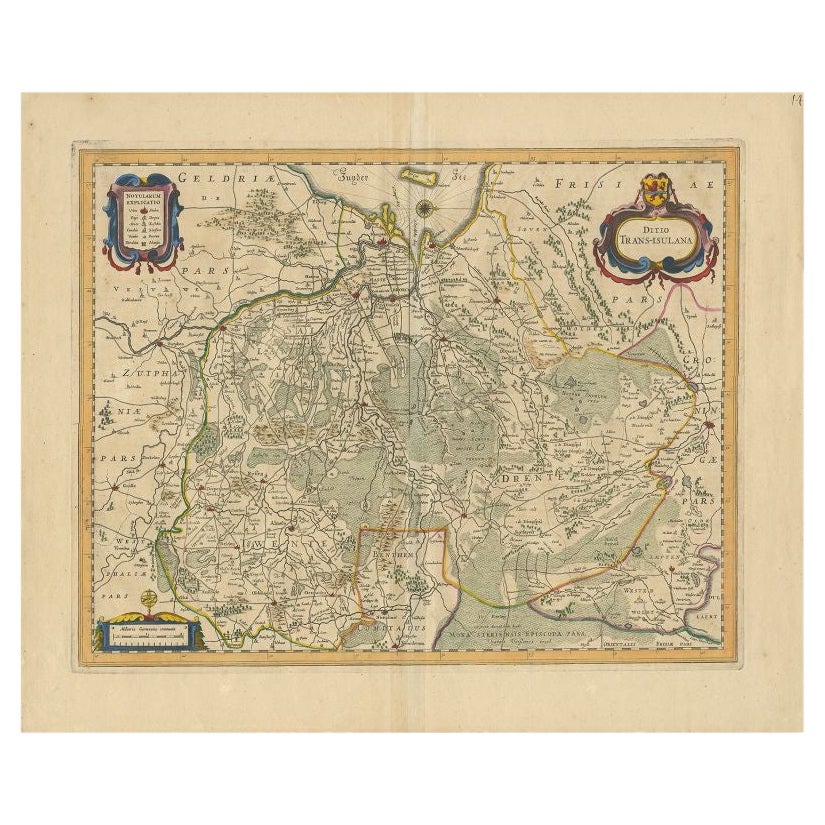 Antique Map of the Province of Overijssel by Janssonius, c.1650 For Sale