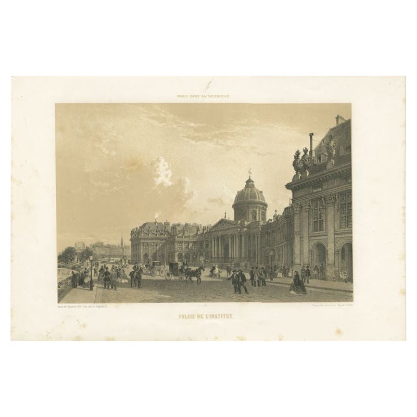 Antique Print of the Institut de France by Charpentier, 1863 For Sale