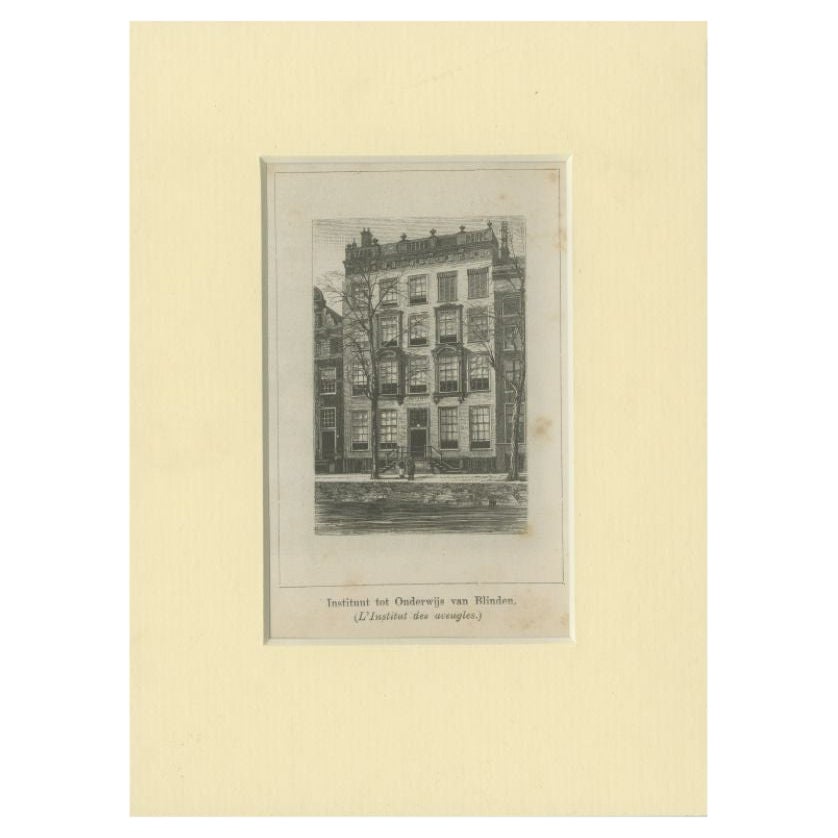 Antique Print of the Institute for the Blind in Amsterdam, c.1900 For Sale