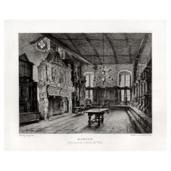 Antique Print of the Interior of the City Hall of Kampen by Lalanne, 1882
