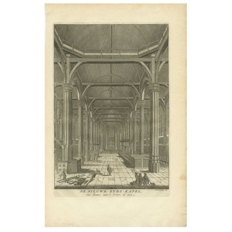 Impression ancienne de l'intérieur du "Nieuwezijds Kapel" par Goeree, 1765