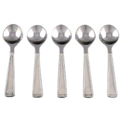Rare Georg Jensen Koppel Cutlery, Five Teaspoons in Sterling Silver