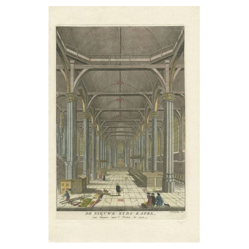 Antique Print of the Interior of the 'Nieuwezijds Kapel' by Goeree, 1765