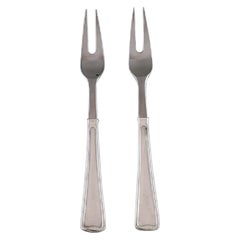 Rare Georg Jensen Koppel Cutlery, Two Roast Forks in Sterling Silver