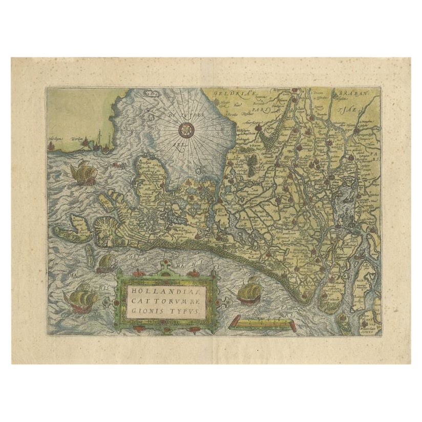 Carte ancienne des Pays-Bas par Guicciardini, 1582