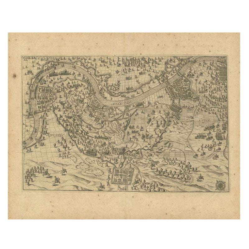 Antique Map of the Region of Grave by Orlers, 1615 For Sale