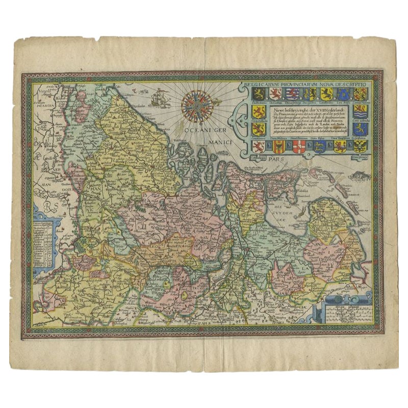 Antique Map of the Netherlands by Guicciardini, 1612 For Sale