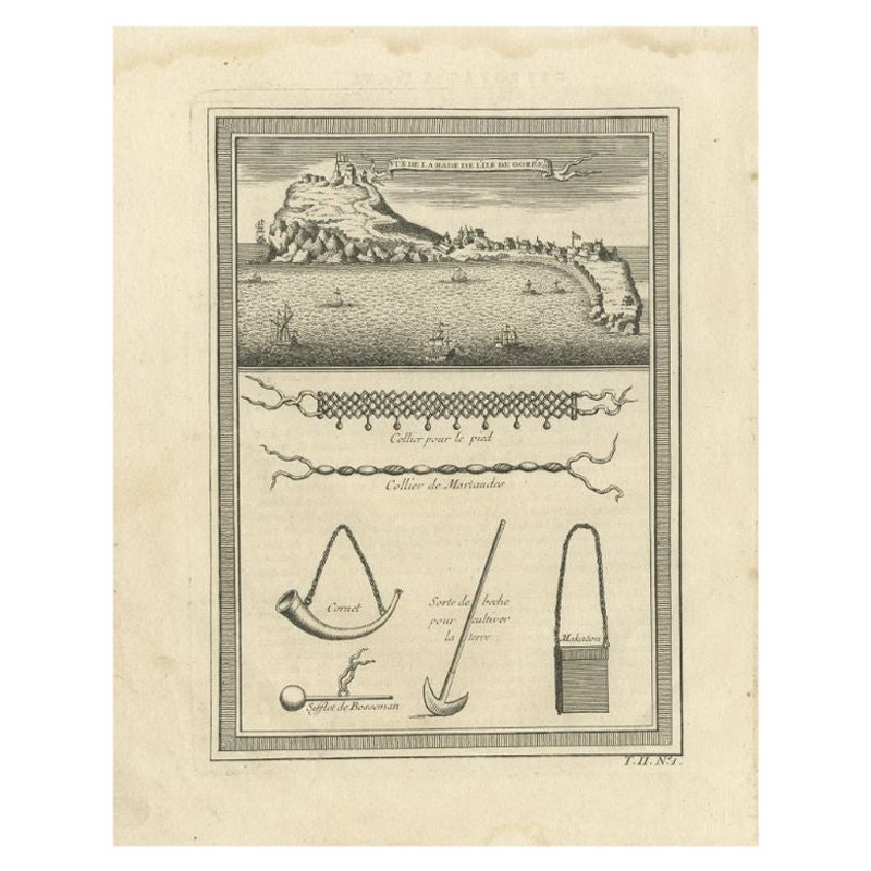 Antique Print of the Island of Gorée by Bellin, c.1748 For Sale