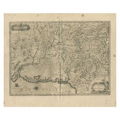 Antique Map of the Region of Guyenne by Janssonius, 1657