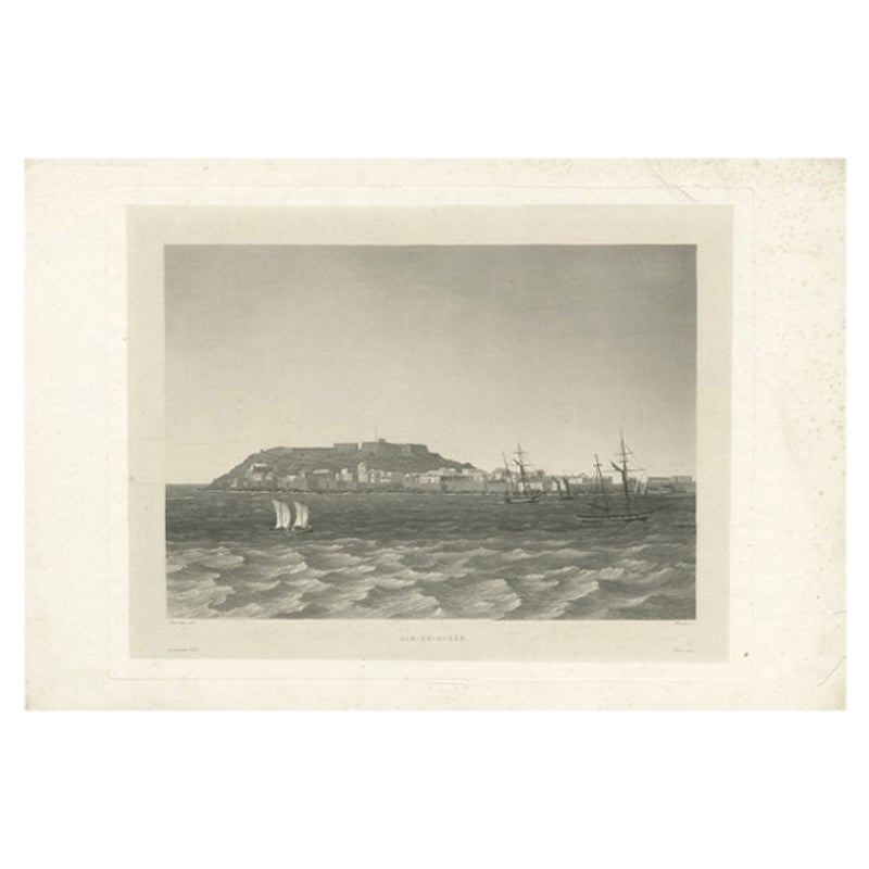 Impression ancienne de l'île du Gore, près de Dakar, Senegal, en Afrique, vers 1835