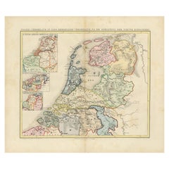Antike Karte der Niederlande aus 1560 von Mees, 1853