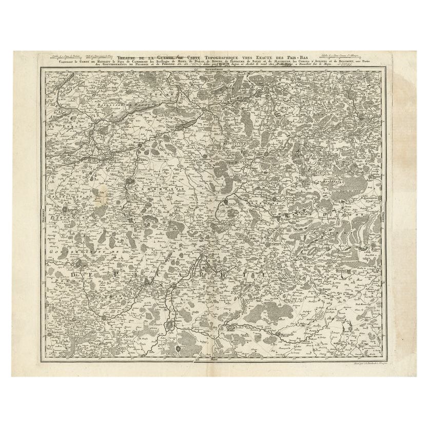Antique Map of the Region of Hainaut and Cambrésis by Reinhardt, c.1784 For Sale