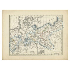 Antike Karte des Königreichs von Preußen von Petri, 1852
