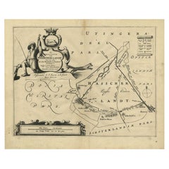 Antique Map of the Region of Haskerland by Schotanus, 1664